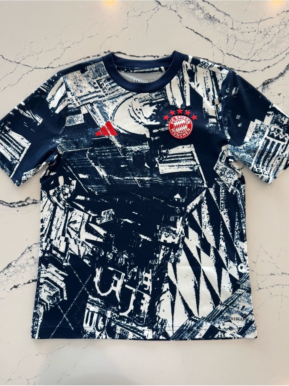 adidas Kids Navy Blue and White Bayern Munich Graphic Jersey